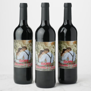 Rótulo personalizado do vinho Dia de os namorados,