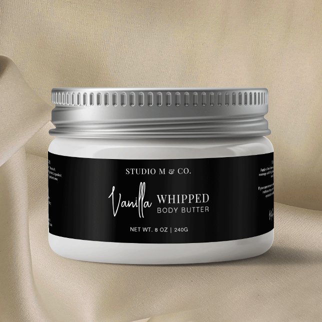 Rótulo Preto da Manteiga do Corpo do Açúcar Minima (Simple, yet stylish, black labels for jars including space for the product details & ingredients)