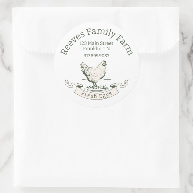 Rótulo Redondo de Adesivo para Caixa de Ovos (Bolsa)