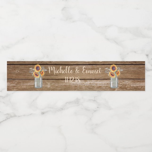 Rótulo Rótulo de Garrafa Rústica de Girassol (Rótulo Único)