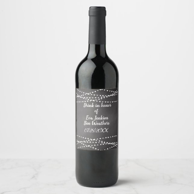 Rótulo Rustic Chalkboard Weding Wine (Frente)