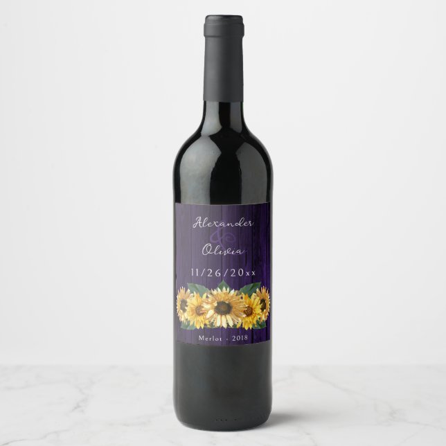 Rótulo Rustic Purple Sunflower Wine (Frente)