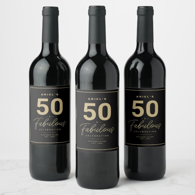 Rótulo Simples 50 e Fabuloso de Vinho Personalizad (Garrafas)