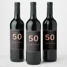 Rótulo Simples 50 e Fabuloso de Vinho Personalizad