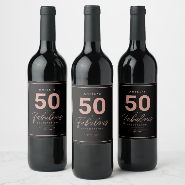 Rótulo Simples 50 e Fabuloso de Vinho Personalizad (Garrafas)