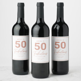 Rótulo Simples 50 e Fabuloso de Vinho Personalizad