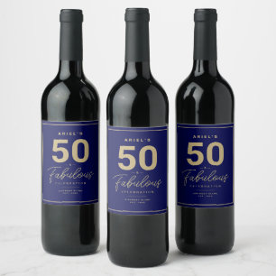 Rótulo Simples 50 e Fabuloso de Vinho Personalizad