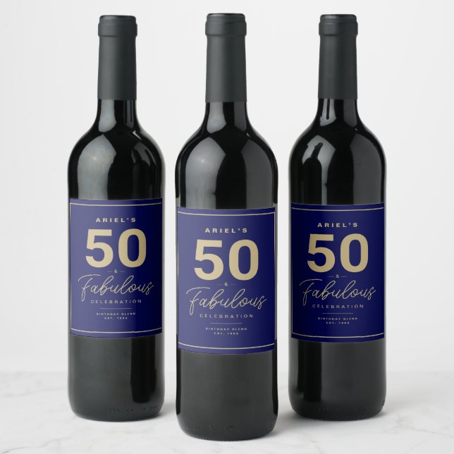 Rótulo Simples 50 e Fabuloso de Vinho Personalizad (Garrafas)