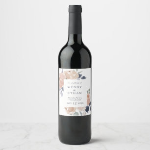 Rótulo Simples De Vinho De Casamento Floral Russo