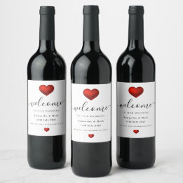 Rótulo Simples de Vinho Vermelho de Casamento