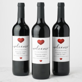 Rótulo Simples de Vinho Vermelho de Casamento