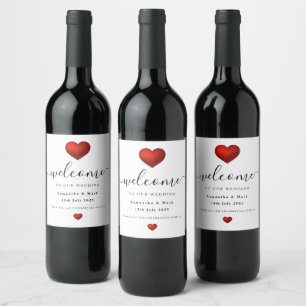 Rótulo Simples de Vinho Vermelho de Casamento
