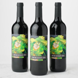 Rótulo verde Orquídea aquosa rótulo do vinho de ar
