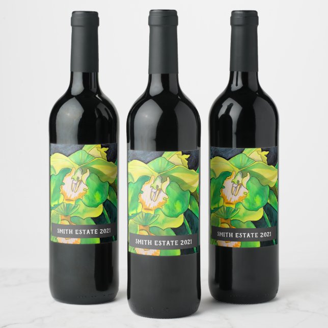 Rótulo verde Orquídea aquosa rótulo do vinho de ar (Garrafas)