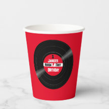 Rótulo Vermelho do Registro de Vinilo de Aniversár