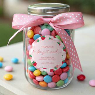 Rótulos adesivos Berry First Birthday Round