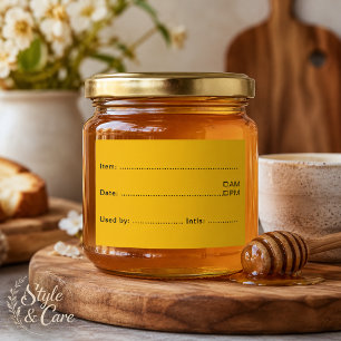 Rótulos Alimentares Amarelo Dourado para Casa e Co