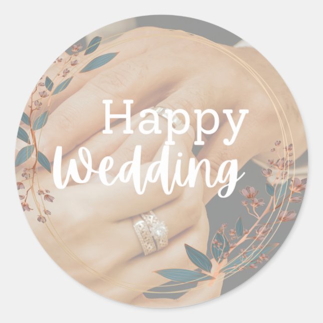 Rótulos de adesivos de casamento feliz acessórios  (Frente)