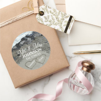 Rótulos De Adesivos Redondos - Dois Corações Na Ar