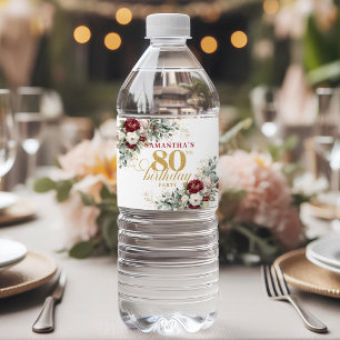 Rótulos de Água de Aniversário de 80 anos Chic Blu