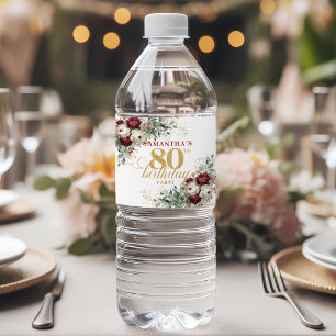 Rótulos de Água para Aniversário de 80 anos Glam B