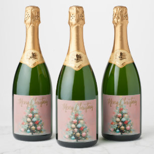 Rótulos de Bebidas de Natal Árvore de Natal em Vel