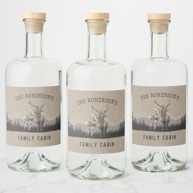 Rótulos de Burlap Forest da Árvore de Corda Famili (Garrafas)