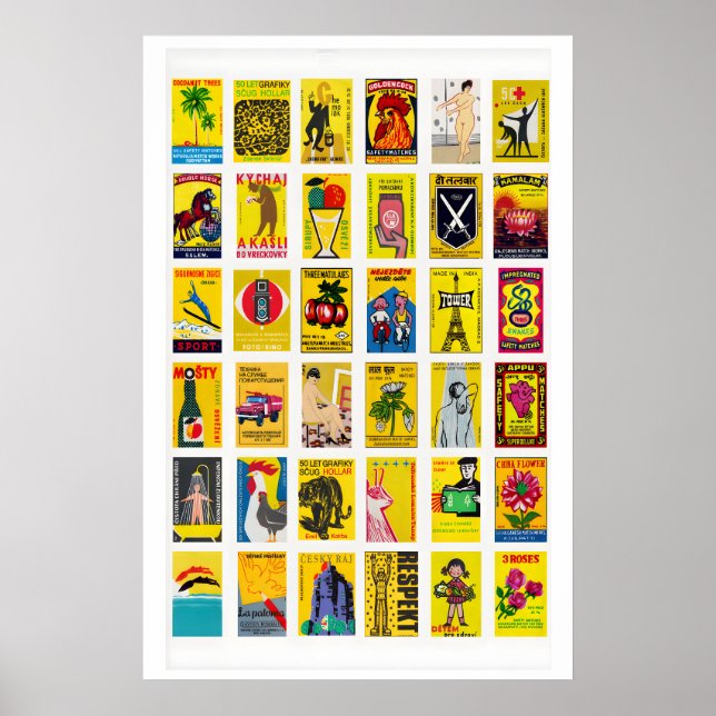 Rótulos de Caixa de Fósforos Amarela Impressão em  (Frente)