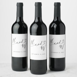 Rótulos de Camão de Vinho Monograma Coração Chic