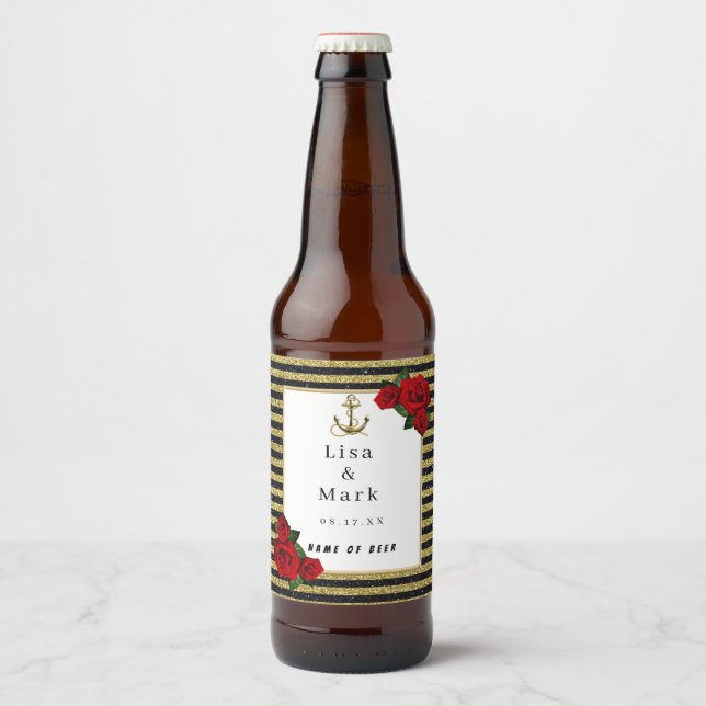 Rótulos de Cerveja Dourados de Ancoragem Náutica (Frente)