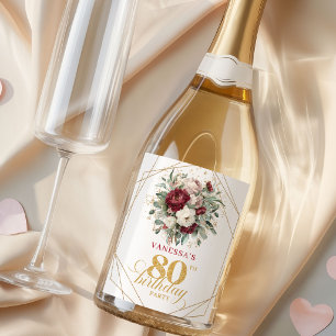 Rótulos de Champagne para 80º Aniversário Chic Blu