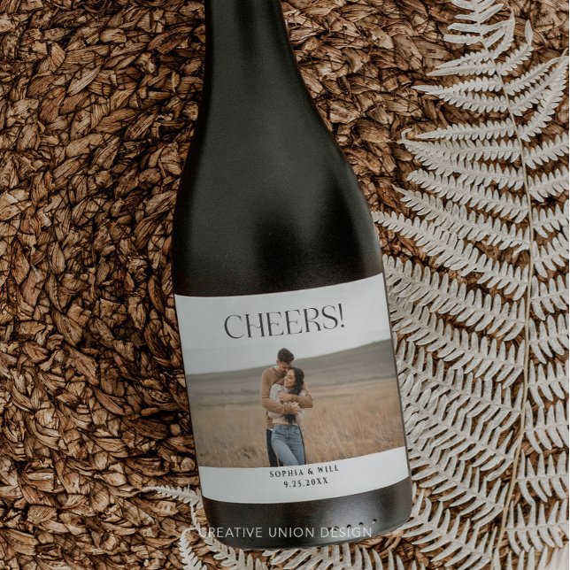 Rótulos de Champanhe de Casamento Mínimo Moderno (Criador carregado)