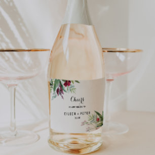 Rótulos de champanhe de Casamento Tropical Floral