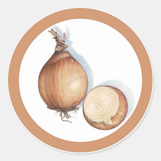 Rótulos de círculo com adesivo de aroma de cebola (Frente)