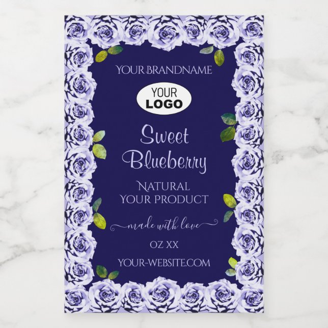 Rótulos de embalagem de produto azul escuro Logoti (Rótulo Único)