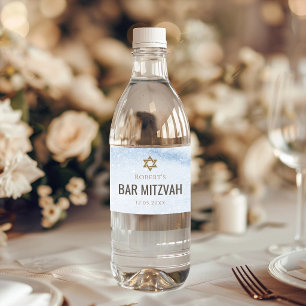 Rótulos de Garrafa de Água Azul para Bar Mitzvah c