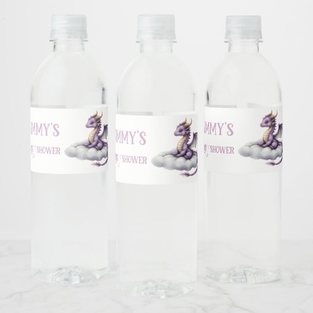 Rótulos de Garrafa de Água de Bebê Dragão Roxo - C (Garrafas)