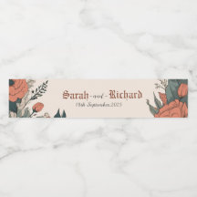 Rótulos de Garrafa de Água de Casamento Floral Vin