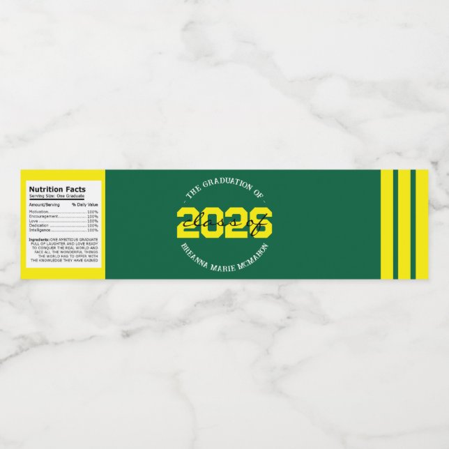 Rótulos de Garrafa de Água de Formatura Verde e Am (Rótulo Único)