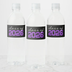 Rótulos de Garrafa de Água de Graduação Roxo e Pre