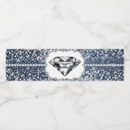 Rótulos de Garrafa de Água Denim e Diamante
