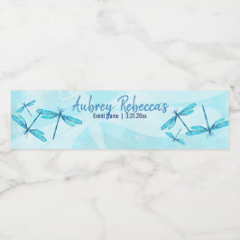 Rótulos de Garrafa de Água Libélula Turquesa Escri