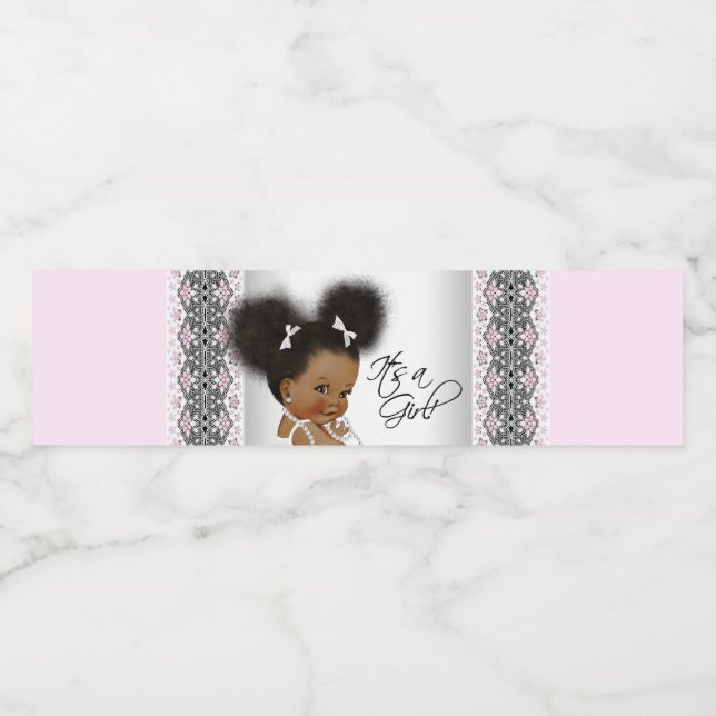 Rótulos de Garrafa de Água para Bebê Menina Étnica (Rótulo Único)