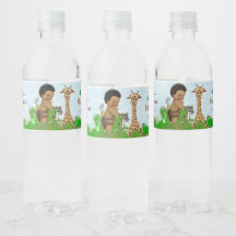 Rótulos de Garrafa de Água para Chá de Bebê Afro B