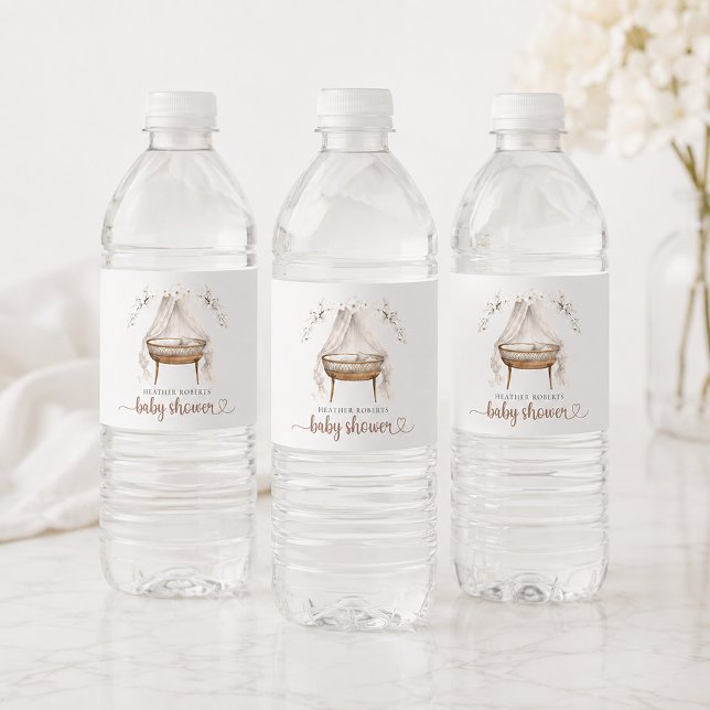 Rótulos de Garrafa de Água para Chá de Bebê Boho N (water bottle labels)