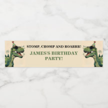 Rótulos de Garrafa de Aniversário de Dinossauro –