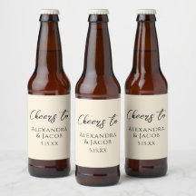 Rótulos de Garrafa de Cerveja de Casamento Creme E