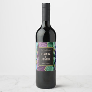 Rótulos de Garrafa de Vinho Ágata Aquarela Pavão