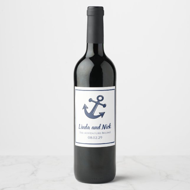 Rótulos de Garrafa de Vinho Âncora Náutica  (Frente)