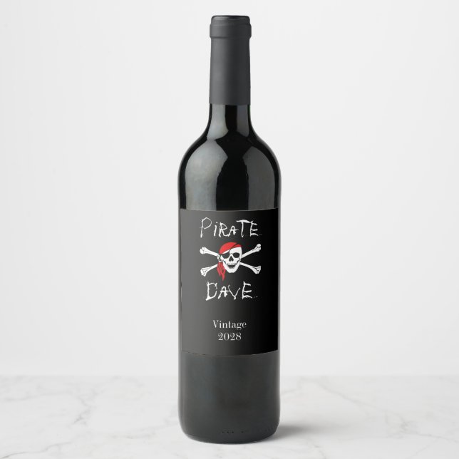 Rótulos de Garrafa de Vinho Caveira de Pirata Pret (Frente)